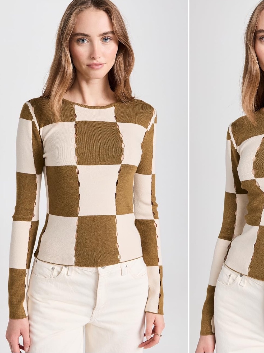 Moon River Checkerboard Sweater Top